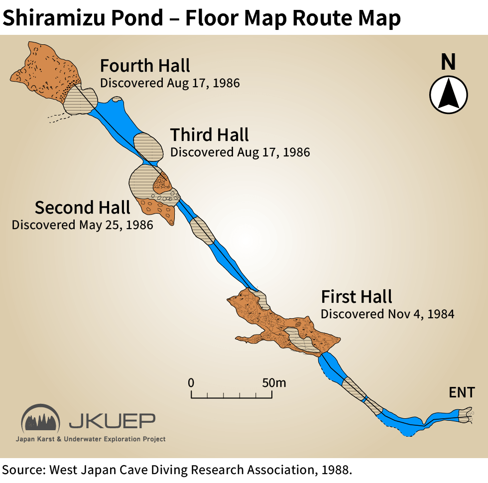 Underwater map of Shiramizu no Ike, Akiyoshidai