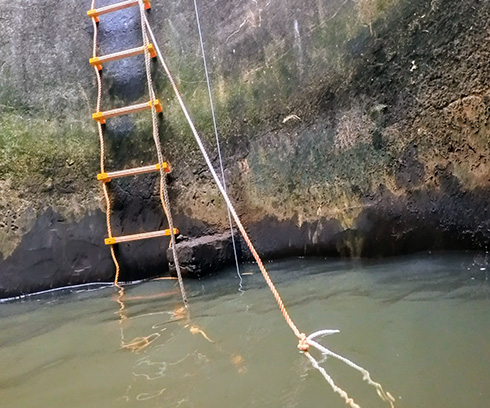 Water surface inside shore pier